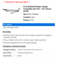 thumbnail image 2 of Front Windshield Wiper Linkage - Compatible with 2013 - 2017 Nissan NV200 2014 2015 2016, 2 of 2