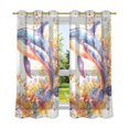 thumbnail image 2 of Whale and Flowers Leaves Blackout Curtains 63 inch Length 2 Panels Window Decoration Curtains for Bedroom Living Room, 2 of 6