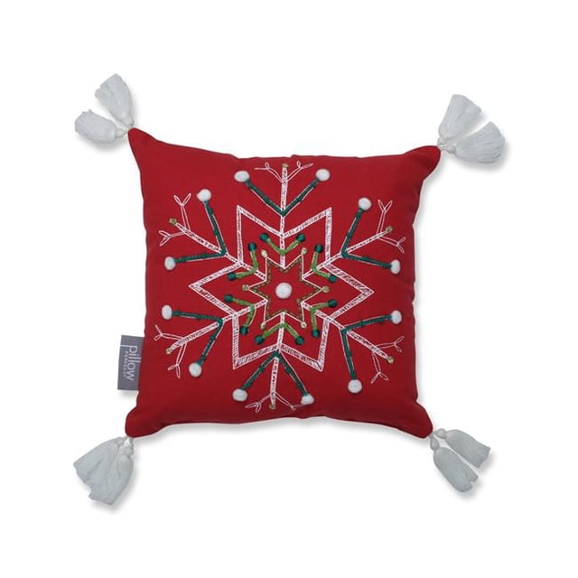 Pillow Perfect 624426 12 Po Flocon de Neige Primatif Coussin - Rouge