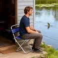 thumbnail image 6 of Luxcidy Folding Chair for Outdoor, Portable Fishing Stool with Backrest, Small Travel Angling Chair for Barbecue and Camping, Blue, 6 of 6