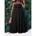 thumbnail image 5 of Black Strapless Tiered Maxi Dress For Women Casual Summer Vacation Long Flowy Dress Plus Size, 5 of 8