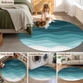thumbnail image 5 of Round Rugs 5Ft, Turquoise Stripes Round Area Rug Washable Indoor Throw Carpet, Farmhouse Gradient Sea Waves Beach Soft Non Slip Circle Rug for Cabinet Bathroom Home Decor Aesthetic, 5 of 8