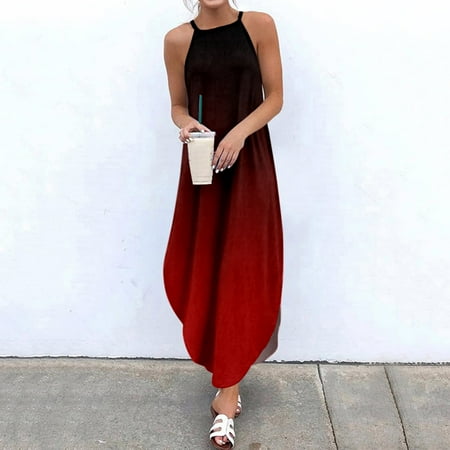 

XMMSWDLA Summer Casual Print Camis Sleeveless Square-Neck Vest Long Dress Dress for Women 2022 Deals Clearance