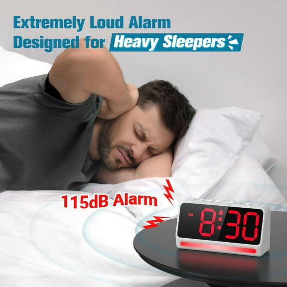 Loud Alarm Clock for Heavy Sleepers, 5  Wake  Sounds, LED Digital Display,  Color Night Light