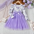 thumbnail image 2 of Fsqjgq Baby Girl Clothes Easter Toddler Girl Outfit Summer Girls Short Sleeve Dress Purple Toddler Girls Long Sleeve Dress Floral Prints Tulle Princess Dresses 120, 2 of 6