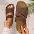 thumbnail image 3 of Women's Thick Bottom Woven Cross Sandals - Casual Beach Slippers for Women, 3 of 9