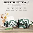 thumbnail image 7 of Green Geometric Lines Tissue Box Cover Leather Square Rectangle Tissue Box Holder for Bathroom Living Room Desk Office Decor, 7 of 7