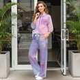 thumbnail image 3 of Xixirimido Marble Print Women’s Sweatsuits 2 Piece Outfit Fall Fashion Airport Lounge Sets Long Sleeve Sweatshirt Wide Leg Sweatpants Plus Size Tracksuit, Large, 3 of 7