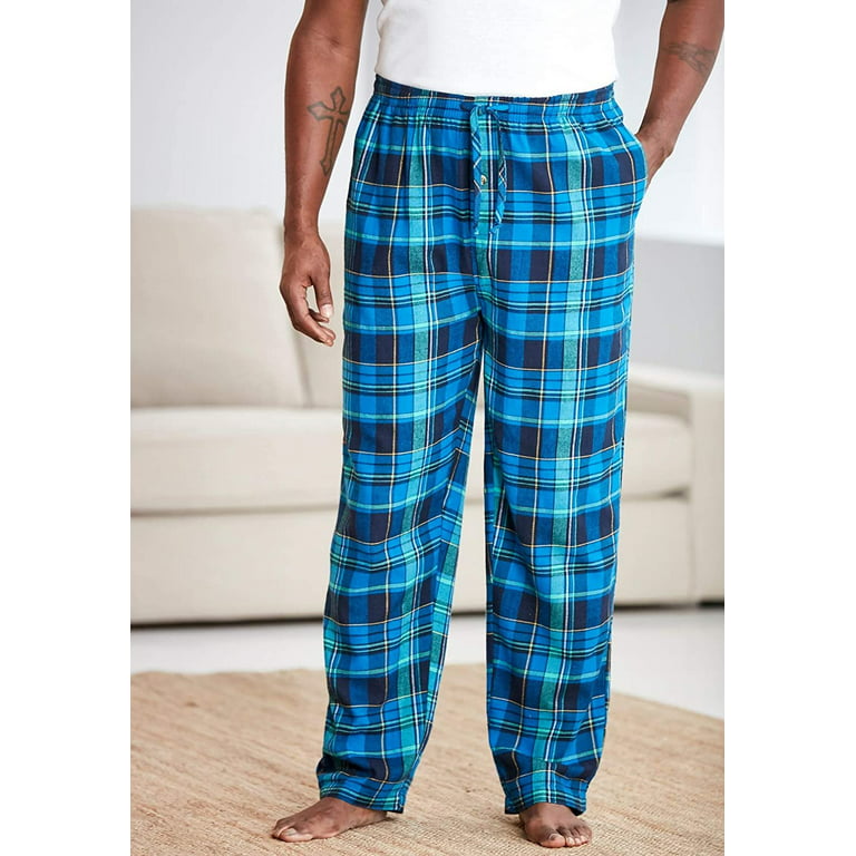 KingSize Men's Big & Tall Flannel Plaid Pajama Pants - Tall - 5XL, Black  White Buffalo Check Pajama Bottoms 