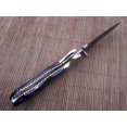 thumbnail image 5 of 8" Tanto blade folding knife, Natural Ram horn scale, Hand forged Twist Pattern Damascus steel, Equipped with Thumb pin & liner lock, Cow hide Leather sheath included, 5 of 7