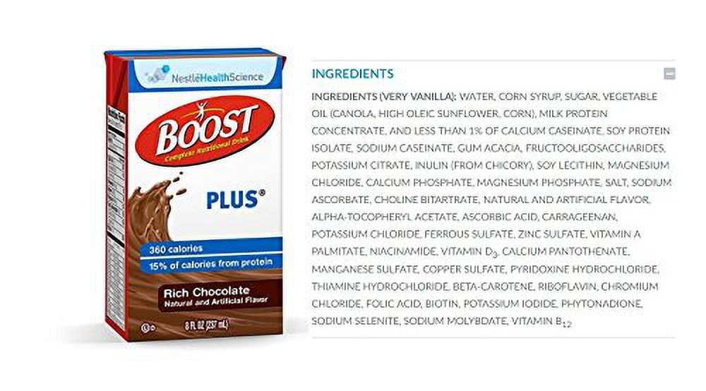 Nestle BOOST PLUS Oral Supplement, Rich Chocolate 8 oz., Pkg of 27 - Model 4390093238 - image 2 of 2