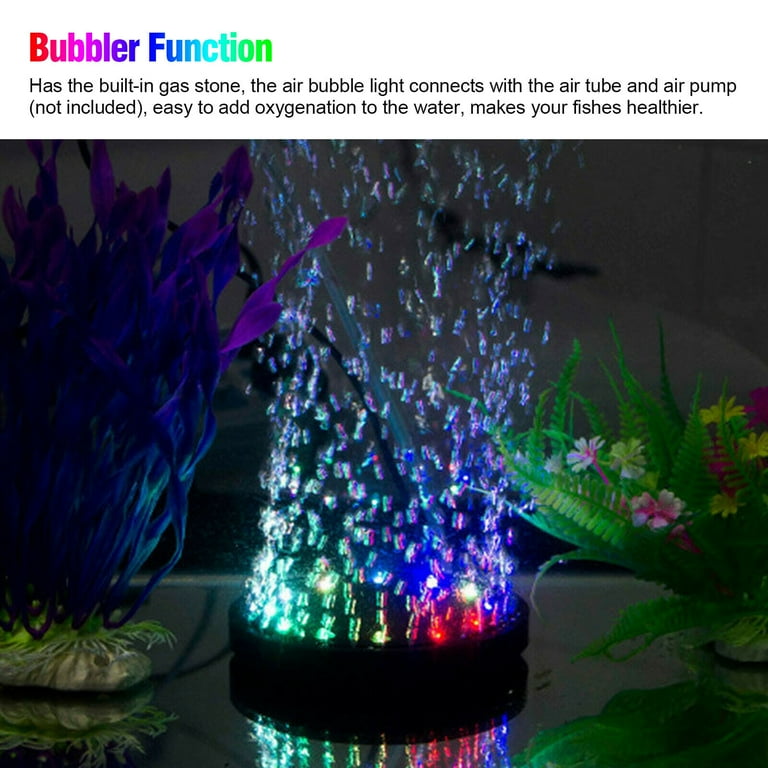 Aquarium Bubble Light with Air Pump, Volcano Underwater Ornament Kit with 6 LED Bulbs for Aquarium Air Bubbles Stone Fish Tank Bubble Decoration