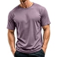 thumbnail image 3 of AHMOMEI Quick Dry Workout Shirt for Men Crew Neck Short Sleeve Shirts for Men Moisture Wicking Tshirts Shirts for Men Purple S, 3 of 7