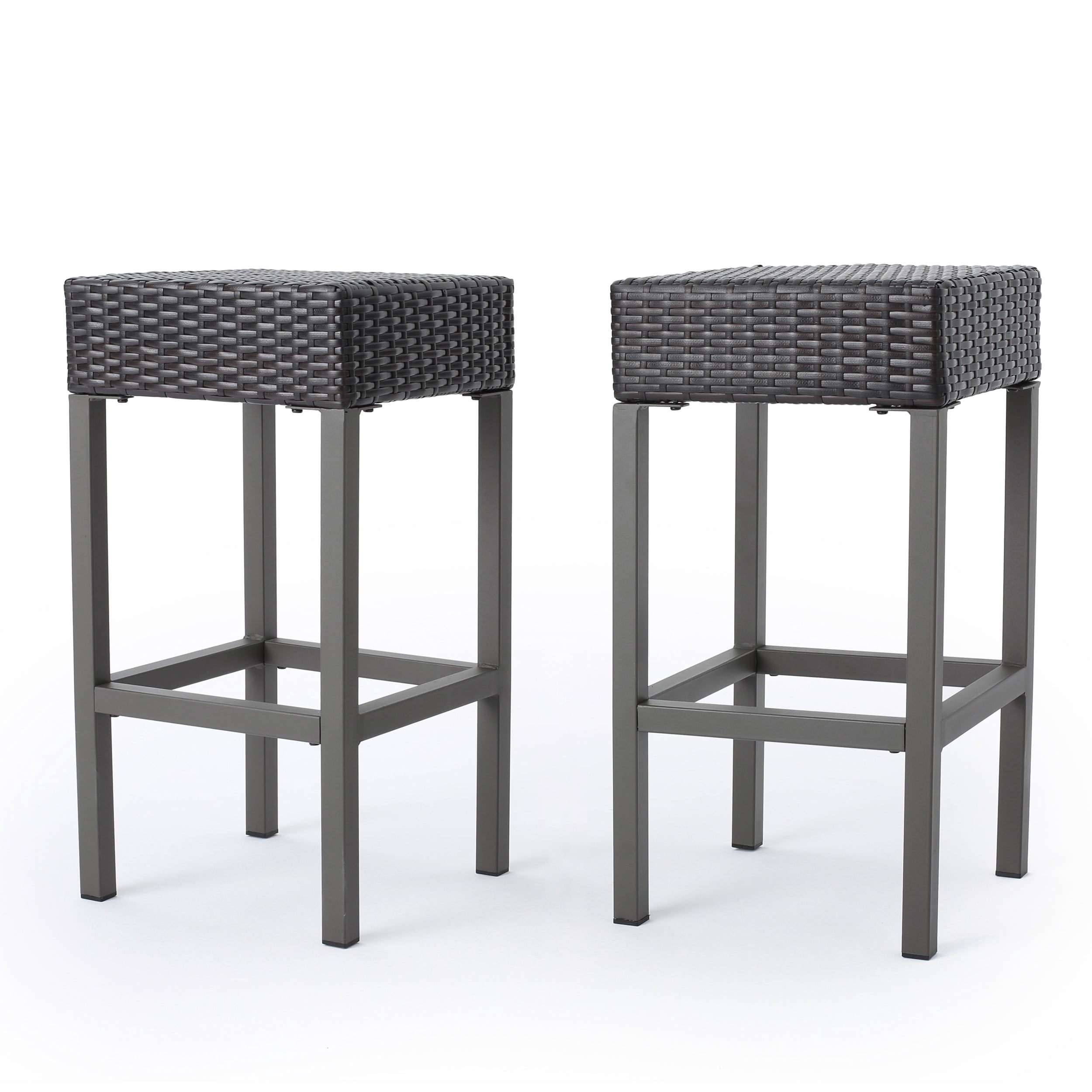 Colina Outdoor 3 Piece Wicker Bar Island Set, Multibrown
