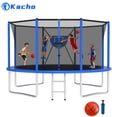 thumbnail image 1 of Kacho Trampoline 12FT, 1200LBS Trampoline for Adults Kids, No Gap Design Trampoline with Enclosure Net, Basketball Hoop, Ball, Ladder,Outdoor Backyard Trampoline, No Gap Design, Blue, 1 of 7