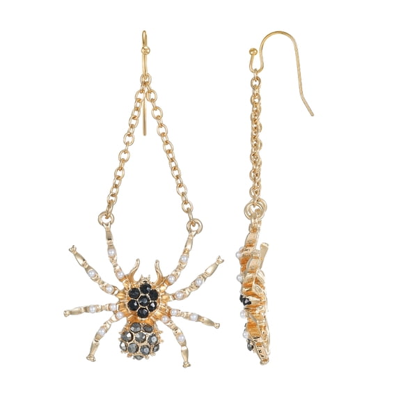 Way to Celebrate Halloween Gold Dazzling Spider Earrings