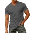 thumbnail image 2 of Mens Cotton V Neck T-Shirts Short Sleeve Casual Basic Summer Beach Pocket Tee Tops, 2 of 7