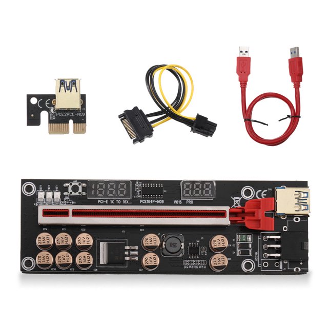 Wisewang PCI-E 1X to 16X Adapter PCI- Extension Board Extender with USB Cable Red 1Set