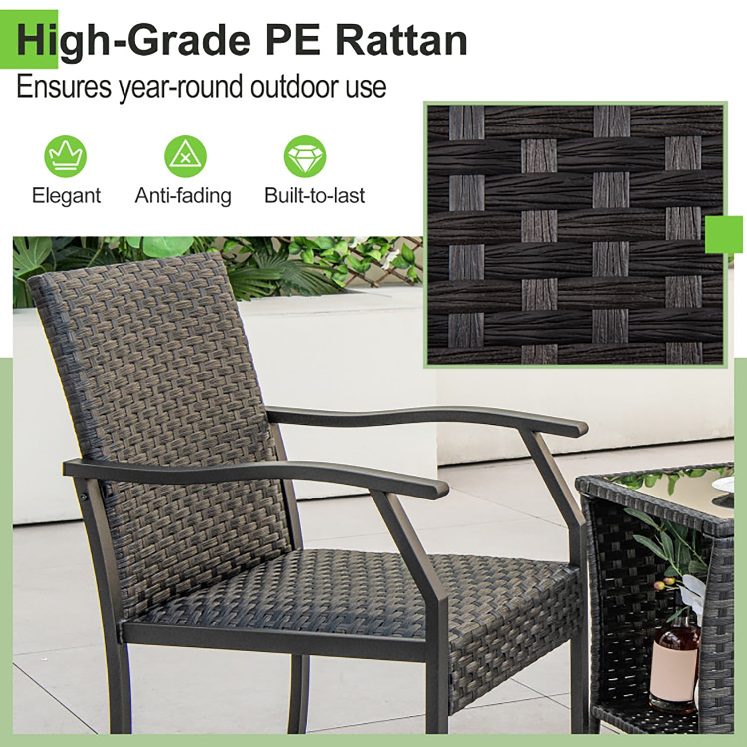 Aimee Lii 3 Pieces Patio Wicker Chair Set with Quick Dry Foam Cushions, Outdoor Patio Furniture Set Aimee Lii 3 Pieces Patio Wicker Chair Set with Quick Dry Foam Cushions, Outdoor Patio Furniture Set
