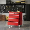 thumbnail image 2 of Rolling Tool Cabinet with 4 Drawers Mobile Toolbox with Lock and Drawer Liners Durable Garage and Workshop Organizer on Wheels Red, 2 of 9