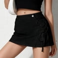 thumbnail image 4 of DeHolifer Women's Denim Skort High Waisted Wrap Lace-Up Mini Jean Skort for Trendy Black 32, 4 of 6