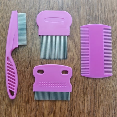 4pcs pet flea and lice comb, suitable for small, medium, and large pets, dog grooming comb, cat grooming comb