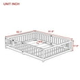 thumbnail image 2 of Queen Size Platform Floor Bed with Fence and Bed Slats, Door, Rubber Wood Floor Bed with Safety Guardrails, Gray, 2 of 10