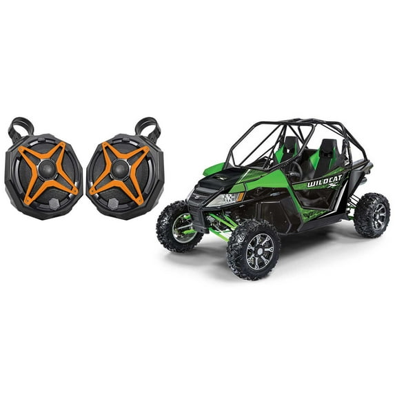 6.5" Roll Cage Roll Bar SSV Tower Speakers for Arctic Cat Wildcat+Orange Grills