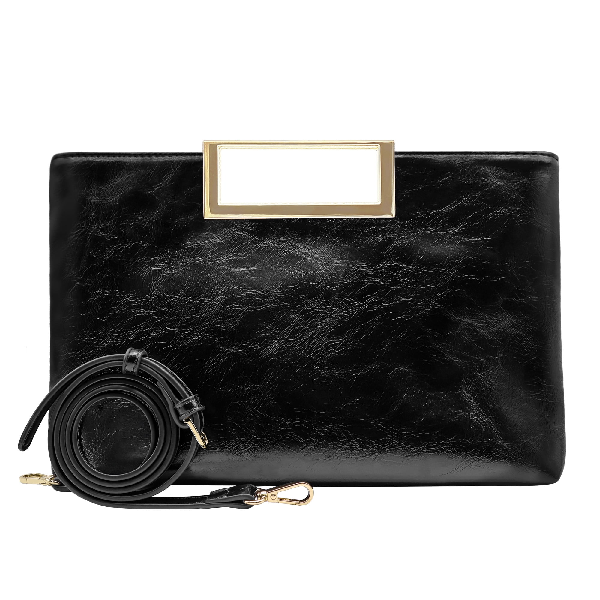 Milisente Women Top Handle Clutch Purse PU Leather Envelope Evening Bags For Formal Party Work（Black)