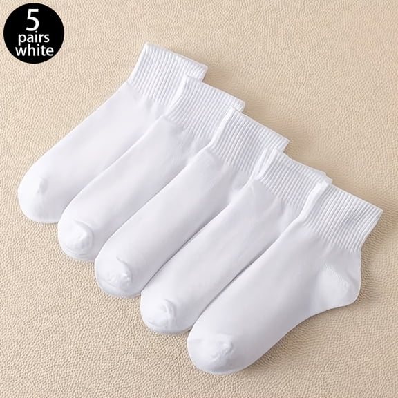 [Comfortable Breathable Socks] 5 Pairs of Easy Solid Color Socks, Comfortable And Breathable All-Match Socks, Men's And Women's Socks And Sports Casual Short Socks