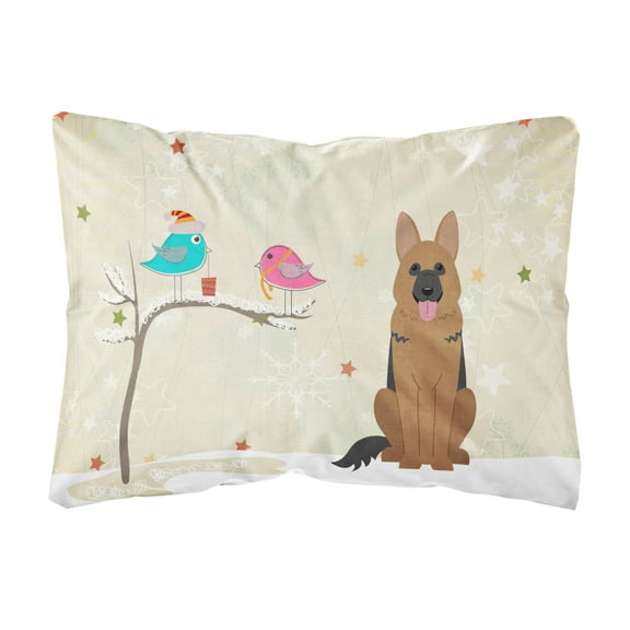 Carolines Treasures BB2539PW1216 Christmas Presents between Friends German Shepherd Canvas Fabric Decorative Pillow, 12H