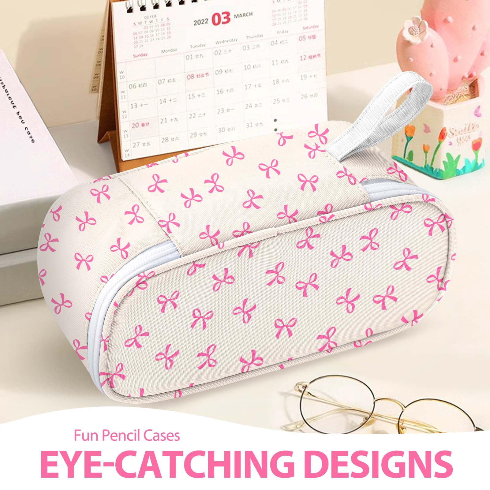 Livhil Large Pencil Pouch, Pencil Case for Girls Boys, Pencil Bag Pencil Boxes for Kids Elementary School Supplies, Bow