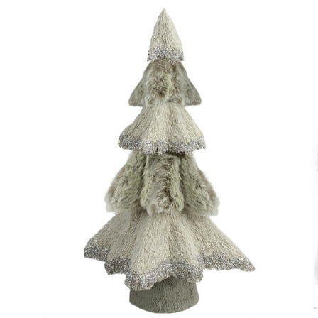 Northlight Sisal and Faux Fur Christmas Tree with Glitter - 20" - Gray