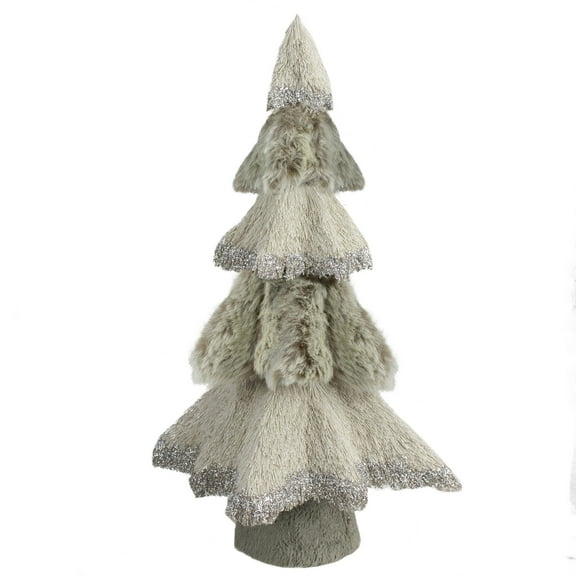 Northlight Sisal and Faux Fur Christmas Tree with Glitter - 20" - Gray