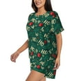 thumbnail image 2 of Lsque Green Background With Ho Women's Short-Sleeved Pajama Set - 2 Piece Soft and Lightweight Sleepwear Set-Small, 2 of 9