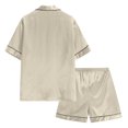 thumbnail image 5 of eczipvz Girls Boys Pajamas Satin Pajama Set Silk Pjs Short Sleeve Sleepwear Kids Button-Down Nightwear Beige XL, 5 of 5