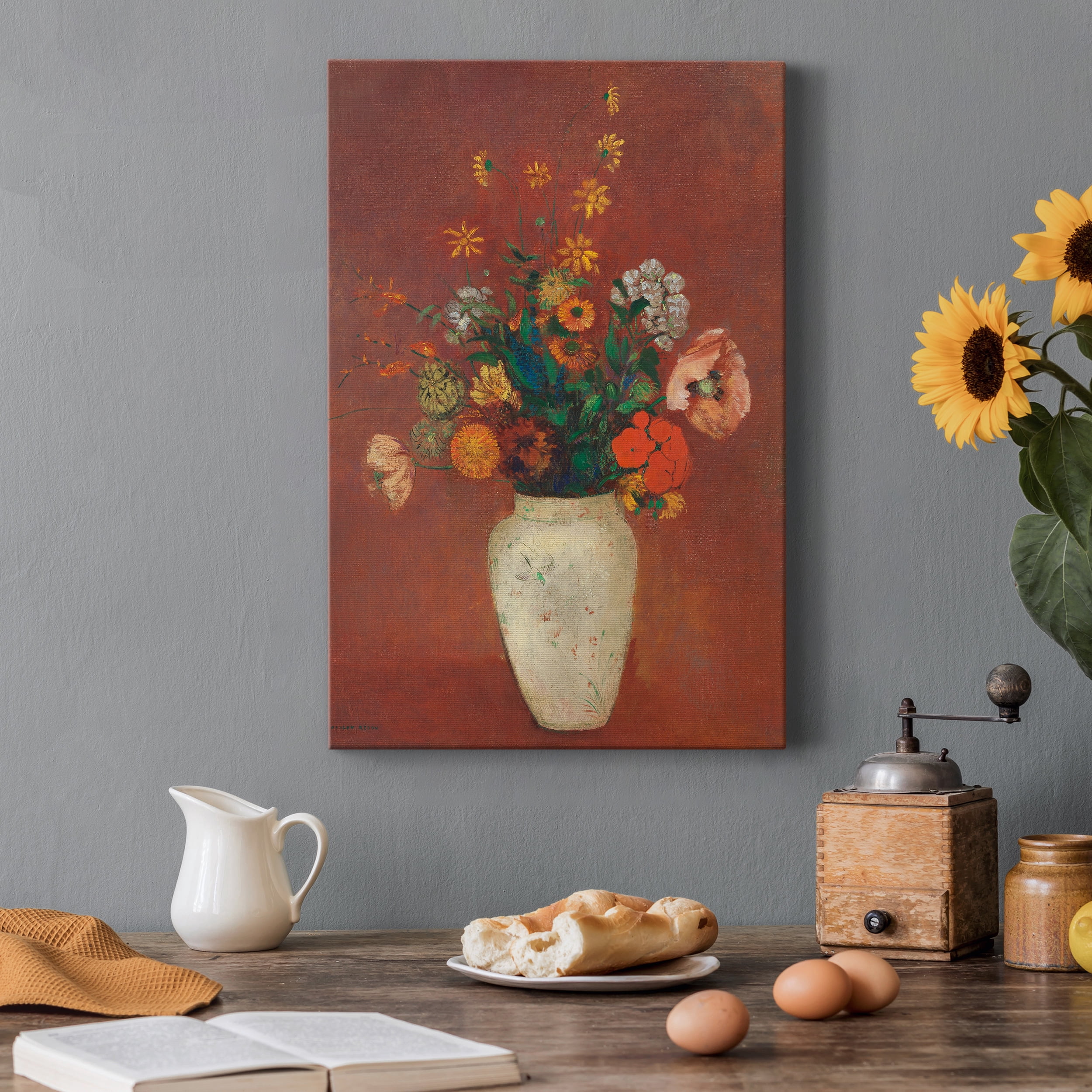 Bouquet in a Chinese Vase Premium Gallery Wrapped Canvas - Ready to Hang - 40 x 60