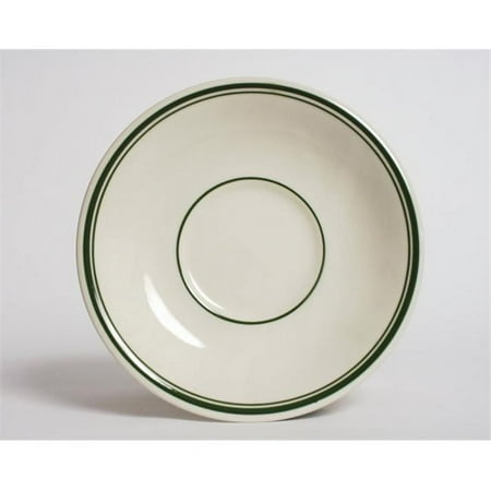 

Green Bay 6 in. Wide Rim Rolled Edge with Green Band Saucer Coupe - American White - 3 Dozen