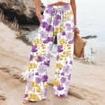 thumbnail image 2 of kaondbfi Dress Pants Women Petite High Waisted Wide Leg Summer Beach Vacation Pants Casual Trousers, 2 of 9