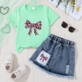 thumbnail image 2 of Toddler Girl Summer Clothes Outfit For 2-3 Years Girls Comfortable And Fashionable Set Cute Cartoon Printed Short Sleeve Top Skirt Two Piece Set Green Children's Day Gift 2PCS Set, 2 of 7