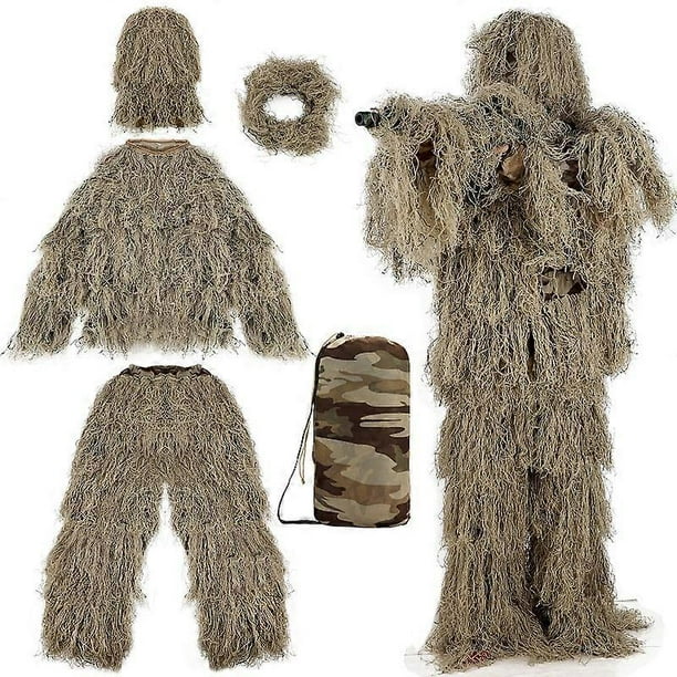 3D Ghillie Suits Ghillie Yowie Snipe Jacket Pants Head Cover Hunting Apparel Desert Camouflage Men Hunting Suits Cosplay Game