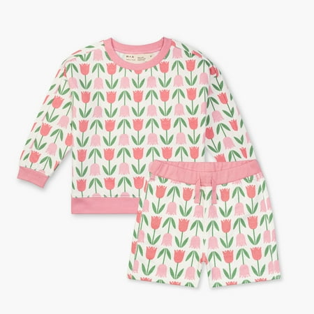 

M+A by Monica + Andy Organic Cotton Toddler Long Sleeve Sweatshirt and Short Outfit Set Sizes 12M-5T