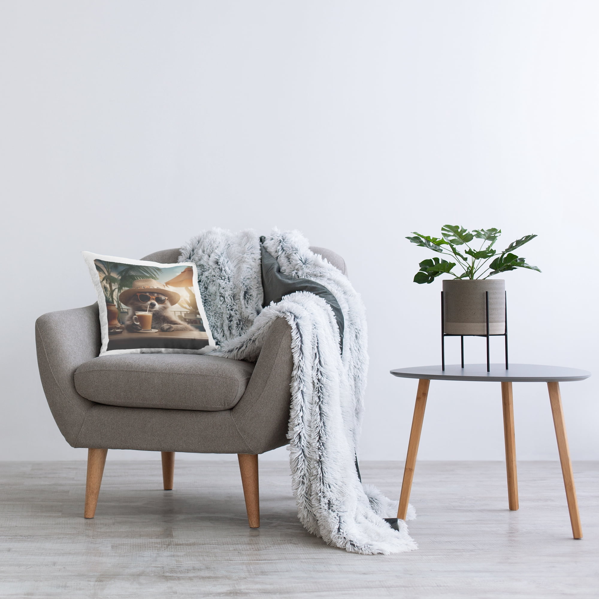 Stupell Industries Animal Sipping Tropical Drink Decorative Printed Throw Pillow Design by RB.