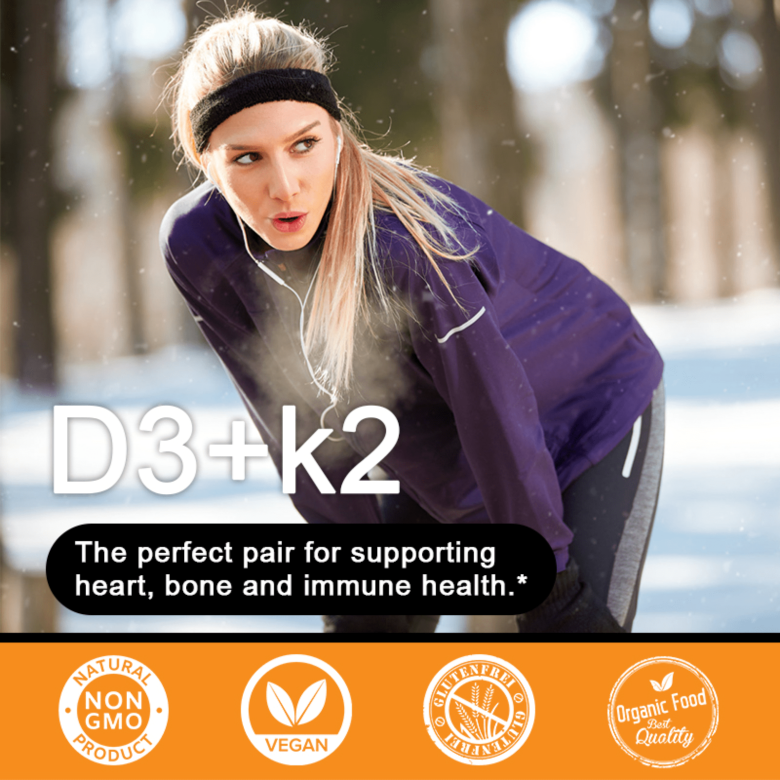 (2 Pack)Secret de peau Capsules D3 + K2 Vitamin Supplement,Supports Immune System,Heart,Bones,120 Ct