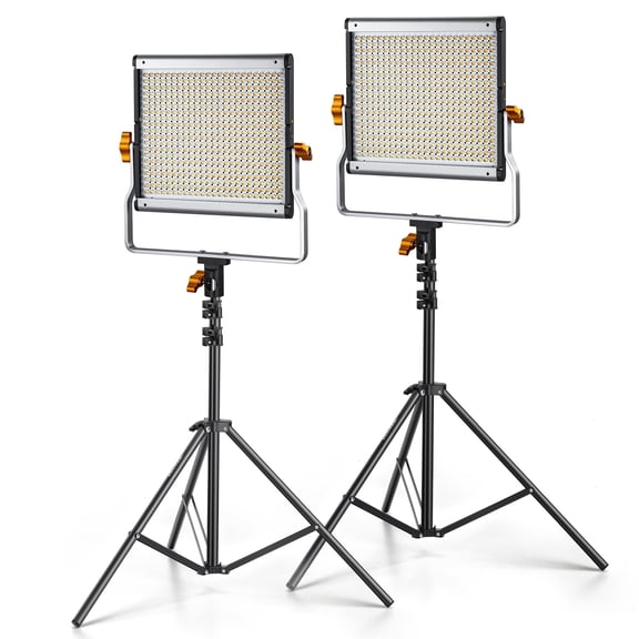 Neewer 2-Pack Bi-Color 480 LED Video Light Kit with Stands | 3200K-5600K Adjustable, CRI96  29W for Streaming/YouTube/Photography