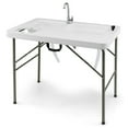 thumbnail image 1 of Gymax Folding Fish Cleaning Table w/ 2 Built-in Sinks & 360° Rotatable Faucet, 1 of 9