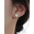 thumbnail image 2 of 2Ct White Gold-Plated CZ Halo Sterling Silver Stud Earrings, 2 of 5
