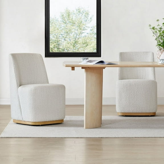 CHITA Modern Dining Chairs with Casters&Wood Base Set of 2