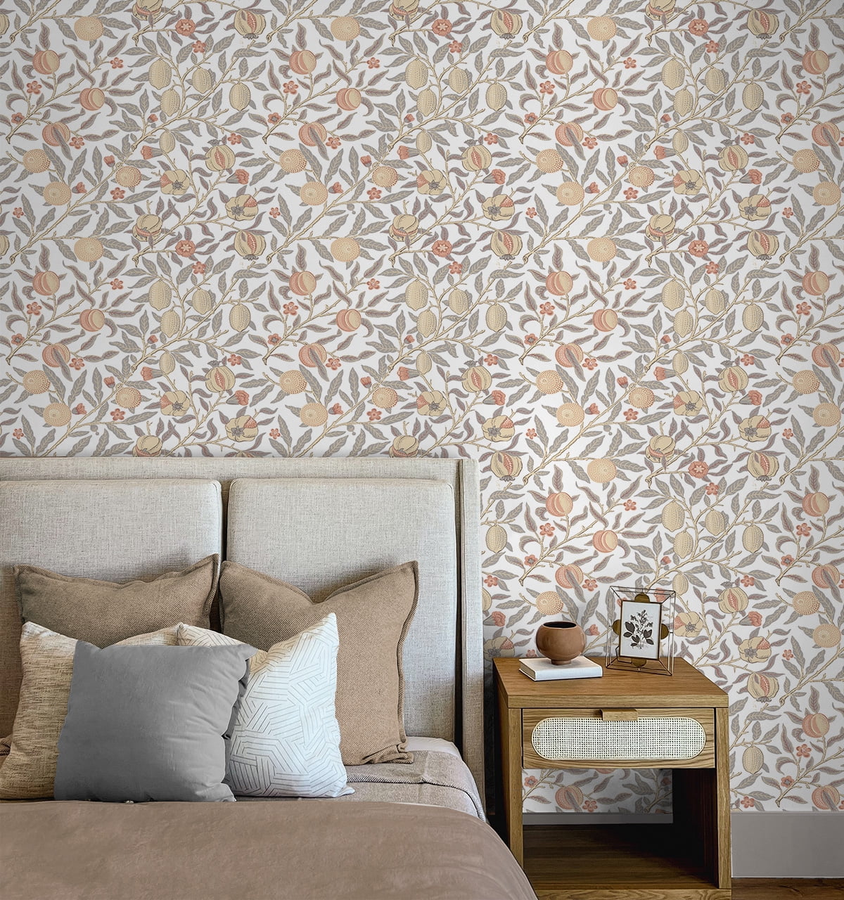 NextWall  Pomegranate Peel and Stick Wallpaper 20.9 in. W x 18 ft. L - Daydream Grey & Melon