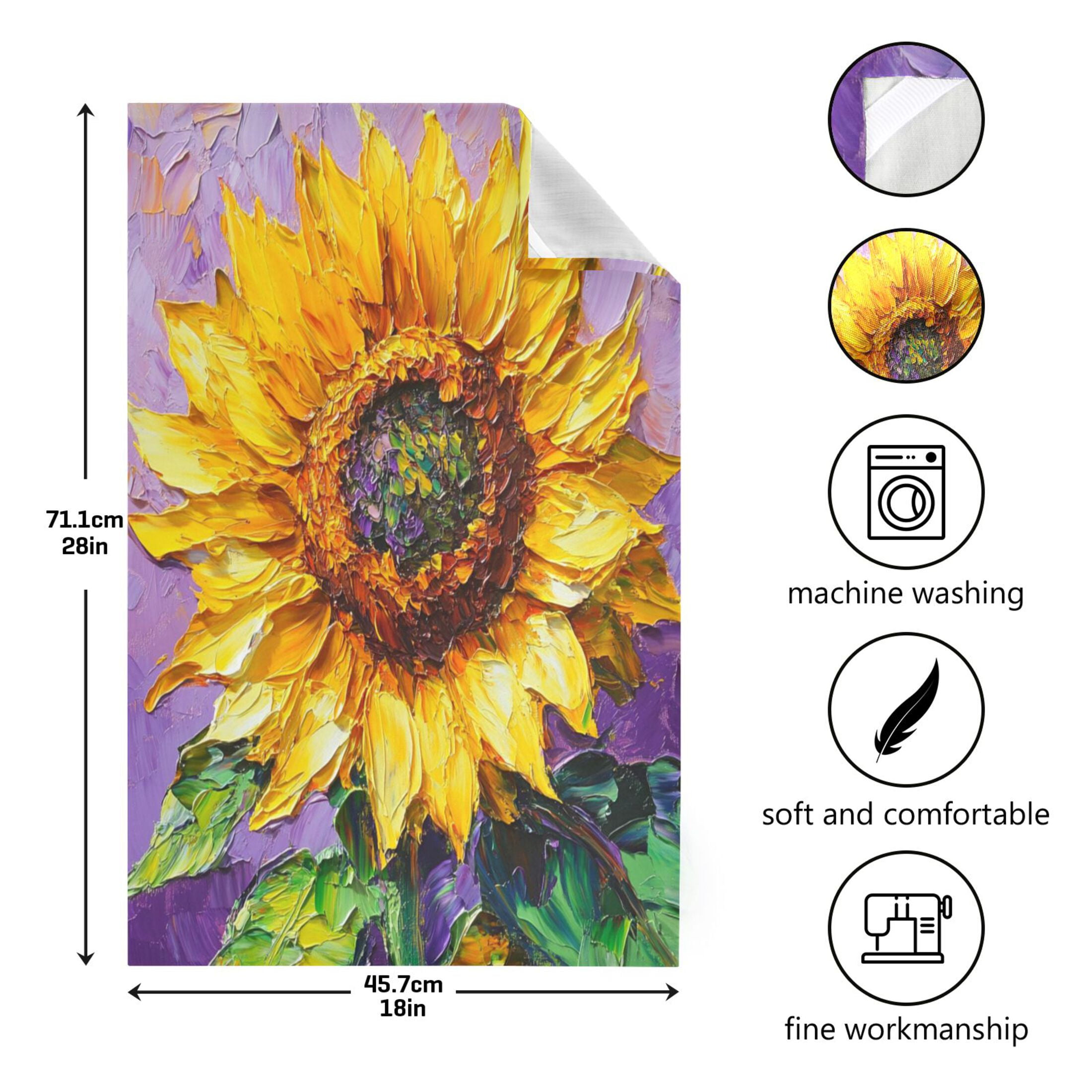 WOBOGO Bright Yellow Sunflower Kitchen Towel 6 Piece Large Cotton Dishcloth Premium Absorbency Set with Hanging Loop